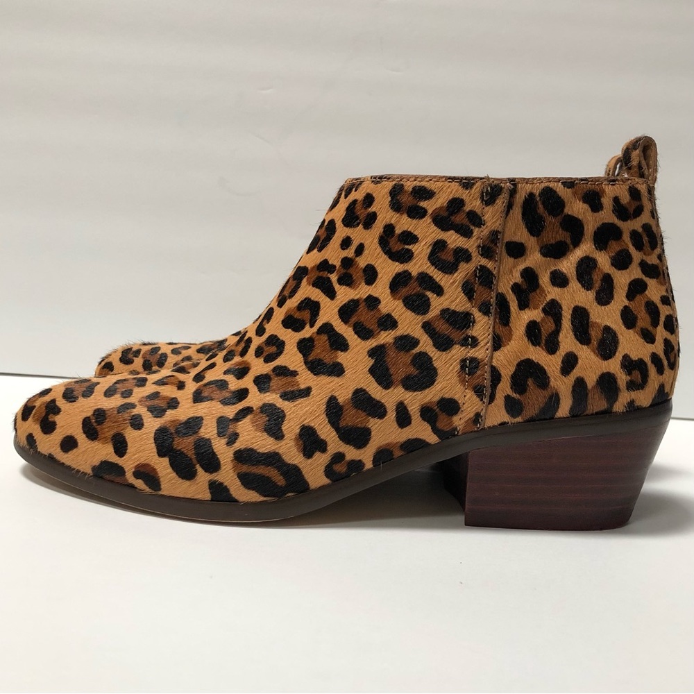 J.Crew factory leopard print leather upper ankle boots size 8 gently worn